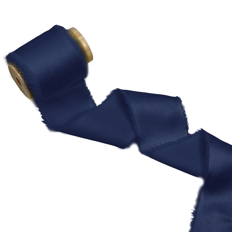 Satin Hand Ripped Burr Cloth Strip Ribbon New Year Ribbon Soft Decorative Hair Ribbon Flowers Ribbon Christmas Ribbon