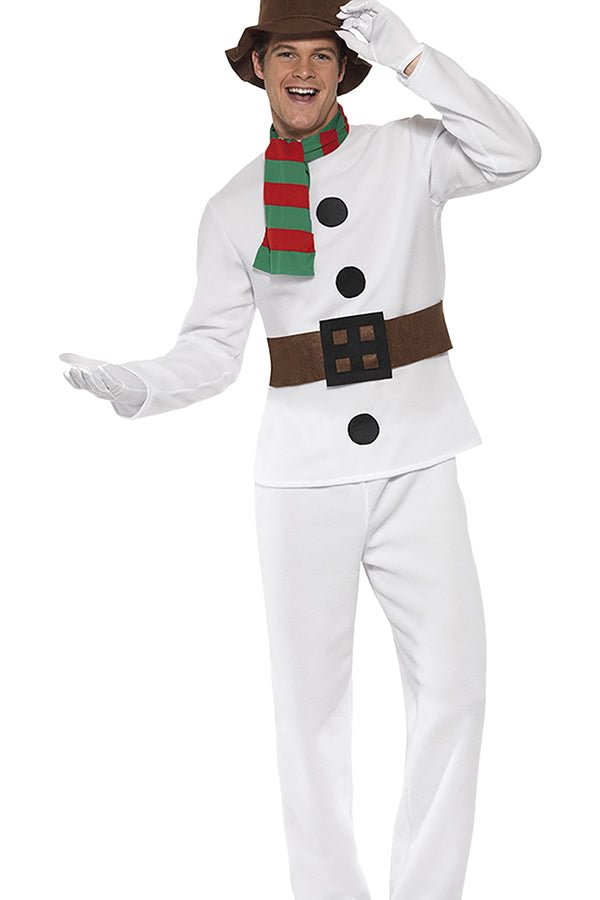 Fashion High Quality Mens Christmas Snowman Costume White-elleschic