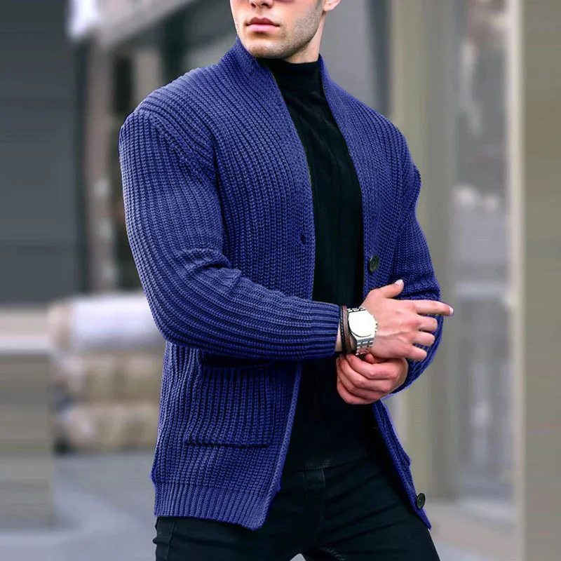 Wongn Wongn Casual Men's Cardigan Long Sleeve Loose Solid Color Pocket Button Slim Men's Autumn And Winter New Sweater