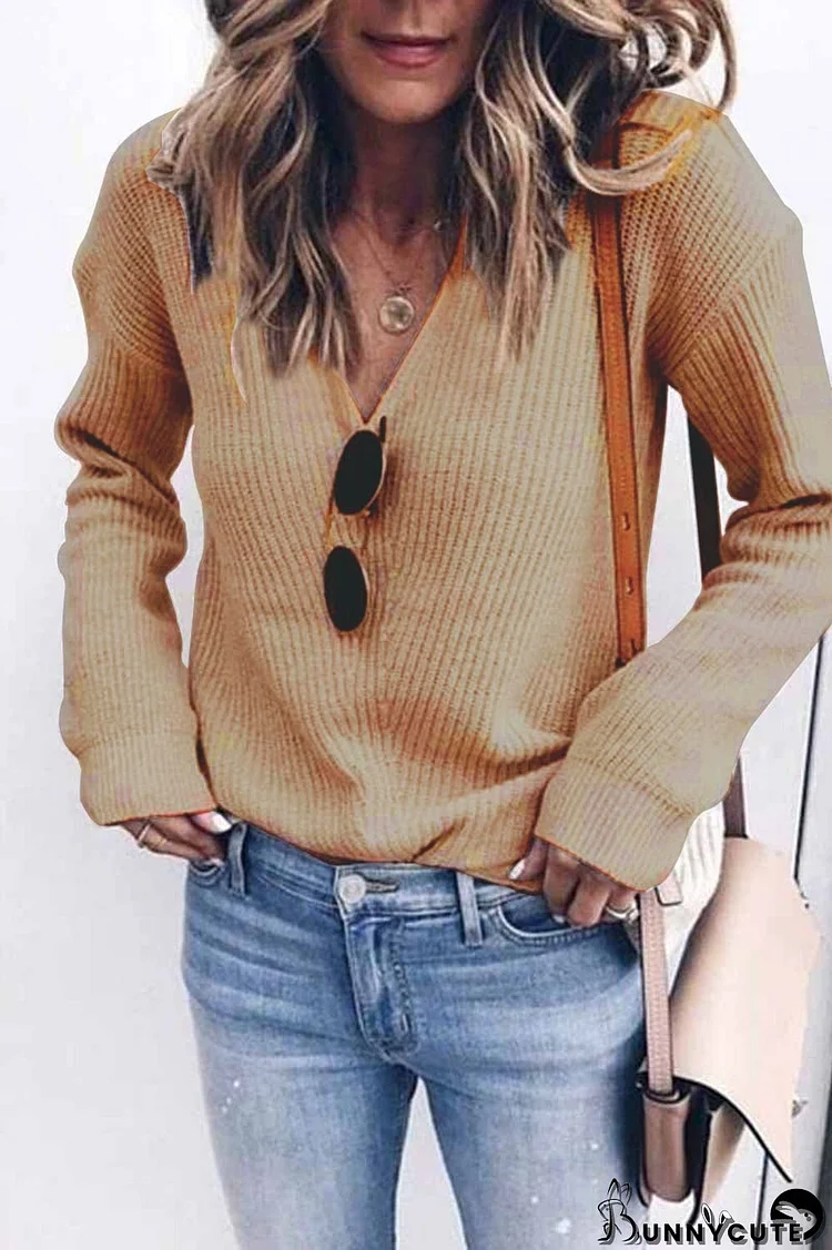 Fashion Sexy Fashion V-neck Knitted Sweater