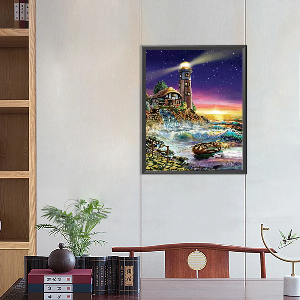 Diamond Painting - Full Square Drill - Seaside Lighthouse Landscape(Canvas|40*50cm)