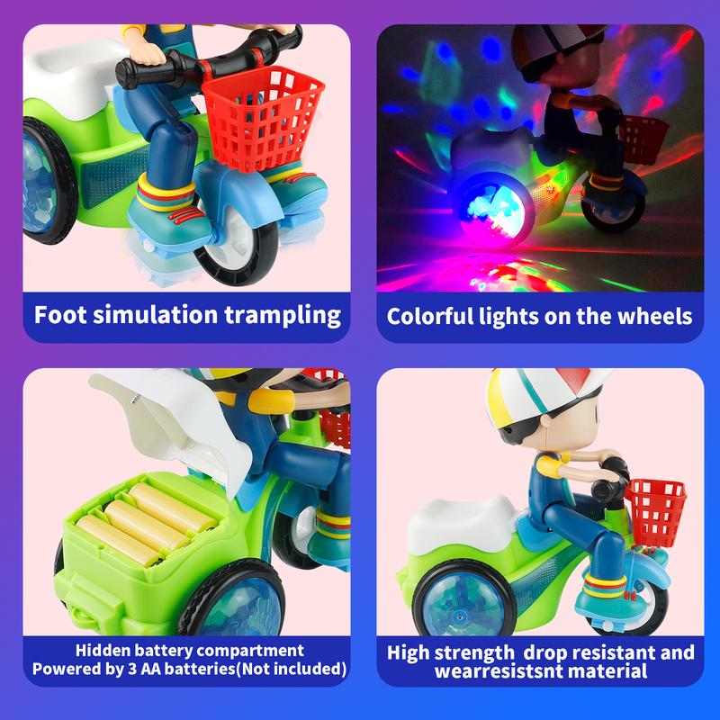 Kids Electric Stunt Tricycle Toy with Lights Music Wiggling Action & Obstacle Avoidance Fun for Toddlers Christmas Gift Idea