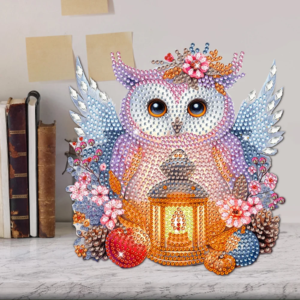 DIY Lamp Owl Acrylic Shaking Head Cute Christmas Desktop Diamond Art Kits