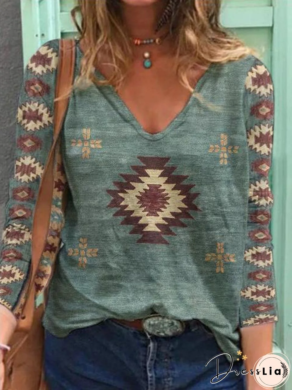 Ethnic Style Printed Loose Top