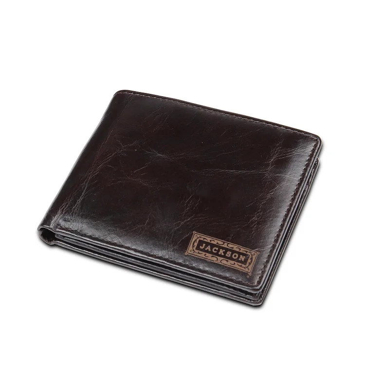 Personalized Bifold Genuine Leather Wallet Engraved Name for Men