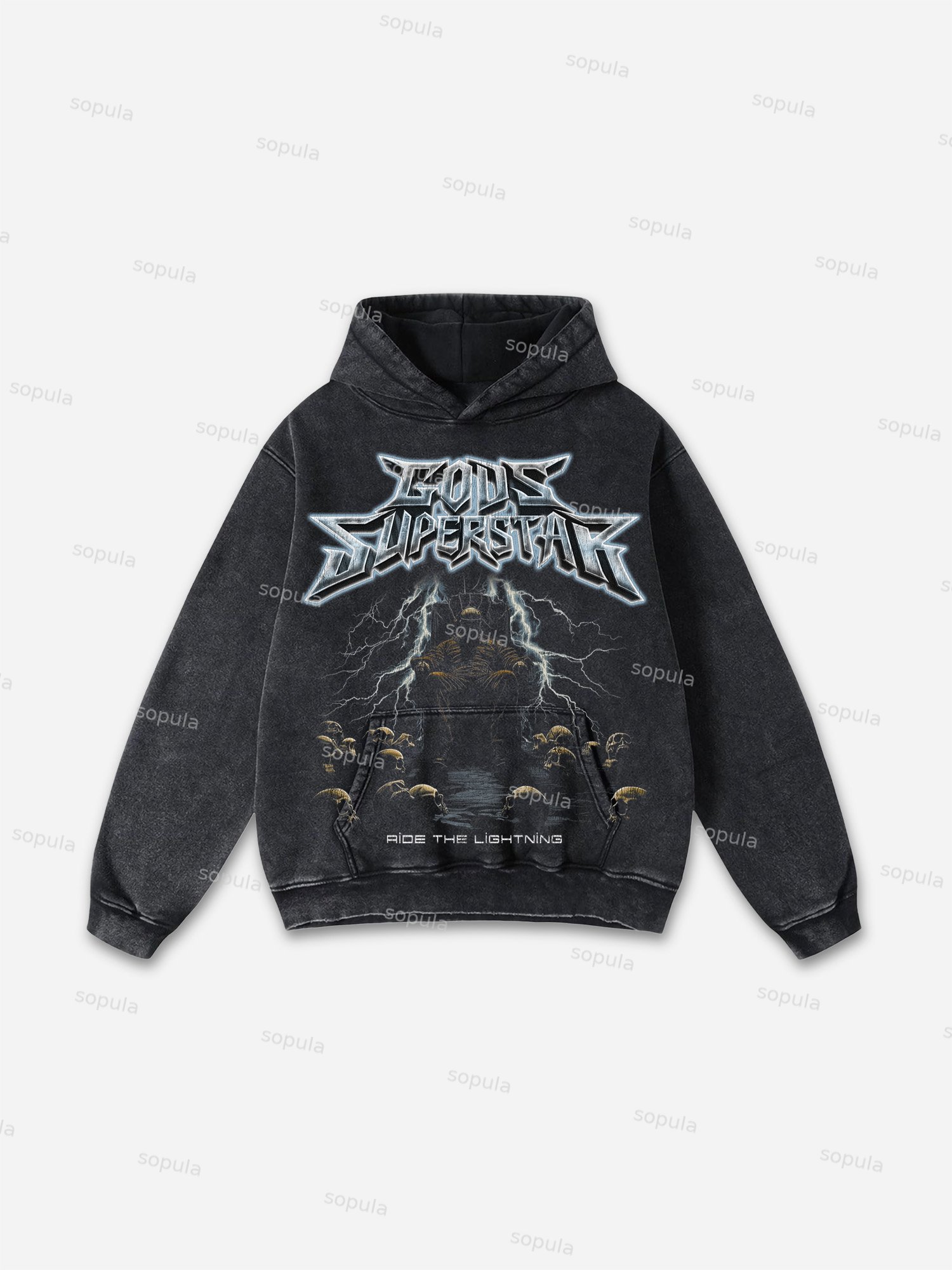 Sopula Superstar Ride The Lightning Album Graphic Washed Hoodie