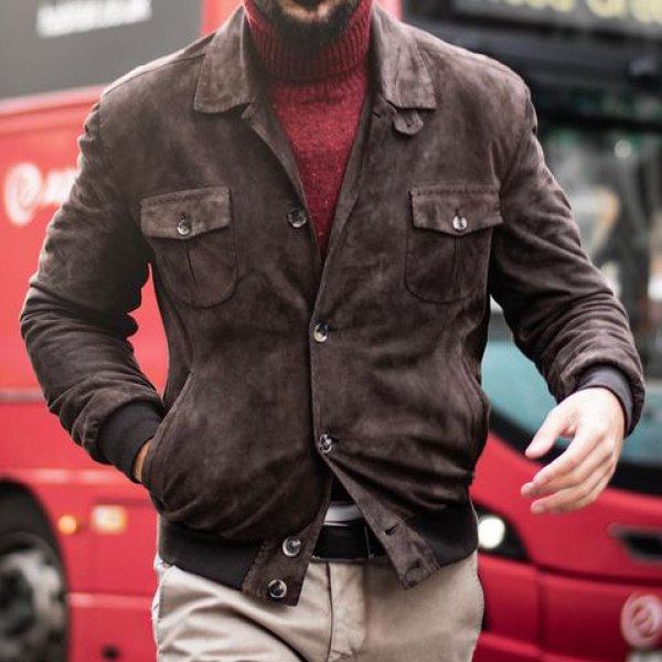 British street style suede jacket