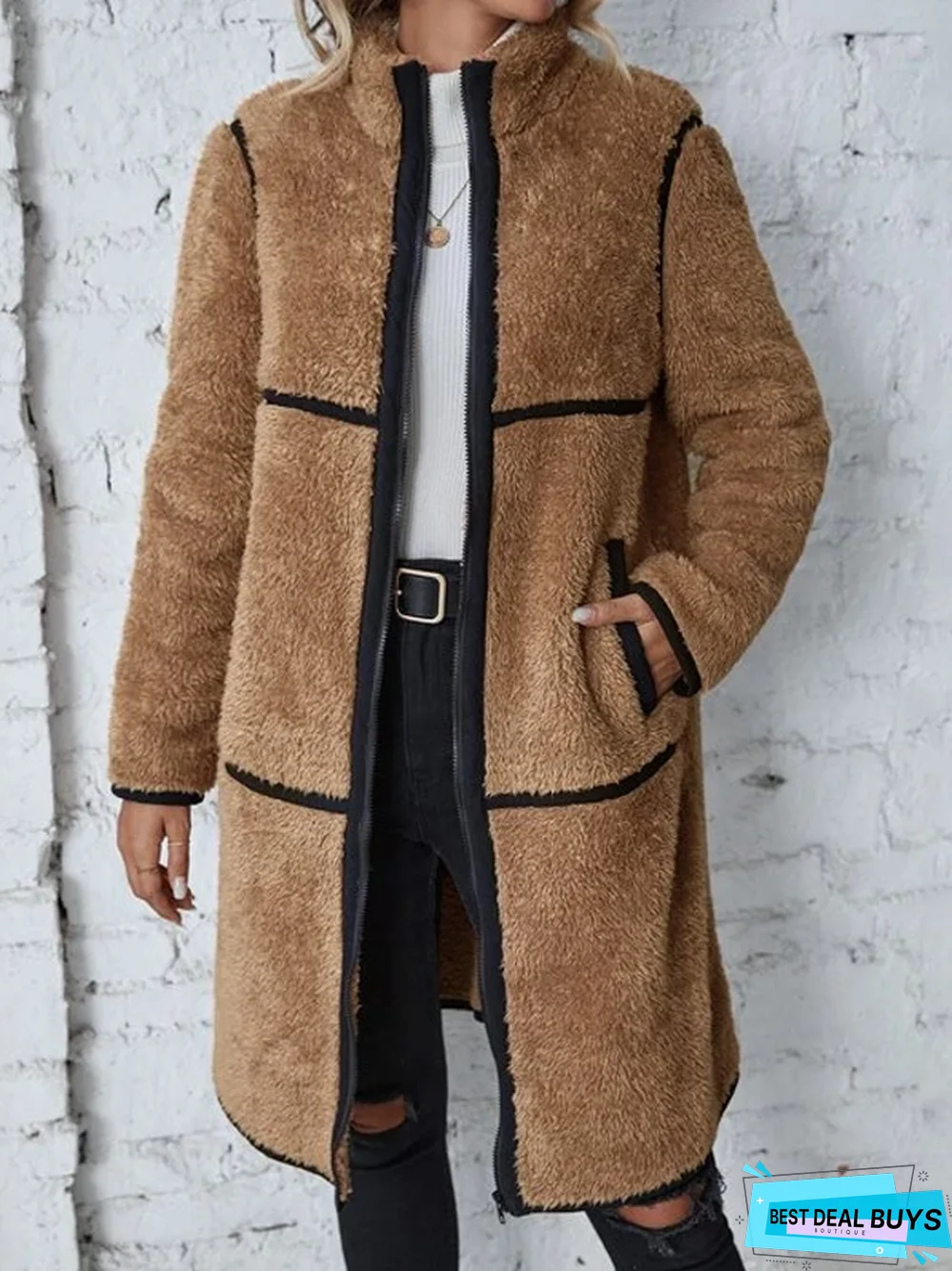 Casual Plain Loose Teddy Jacket