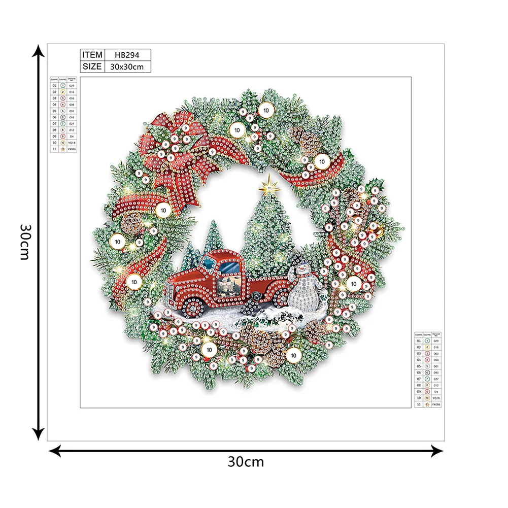 Diamond Painting - Partial Special Shaped Drill - Christmas Wreath(30*30cm)
