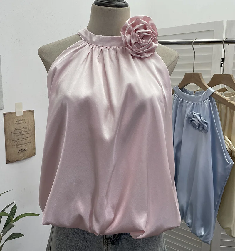 Nigikala Nigikala Shooting French Gold Wind Hanging Shoulder Waistcoat Woman Design Feel Sleeveless Bud Top Loose Shirt 1170