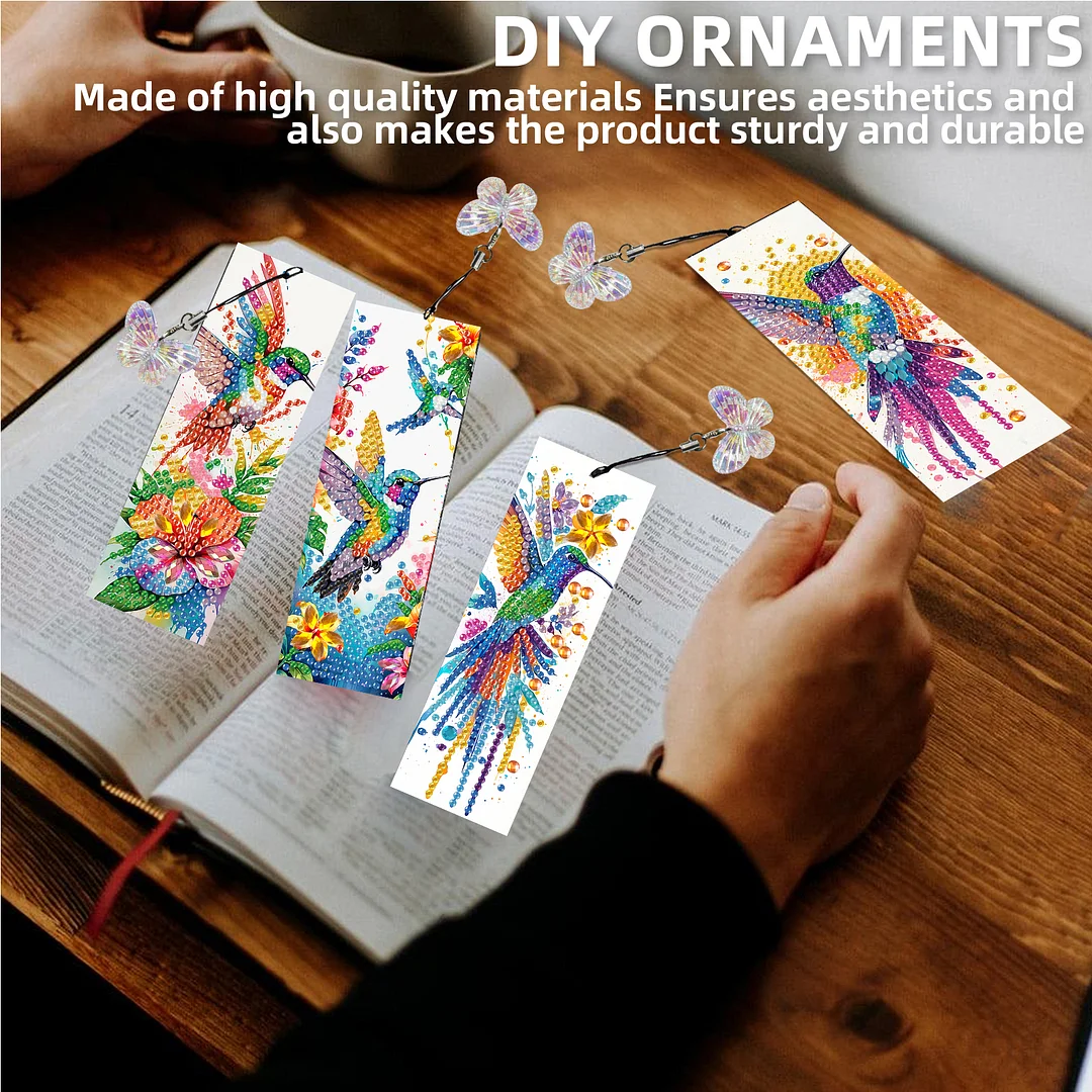 12Pcs Hummingbird DIY Diamond Art Painting Bookmark for Reading Enthusiasts