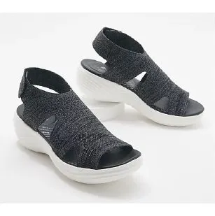 Qengg New Women's Casual Shoes Light Comfort Platform Wedge Beach Sandals Fly Woven Mesh Fish Mouth Open Toe Slippers Zapatos Nina