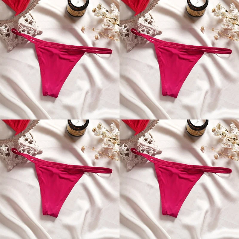 4PCS/Set Sexy Panties Women Thong Female G-string Underwear Panties Solid Color Intimate Lingerie Underpants Seamless Panties