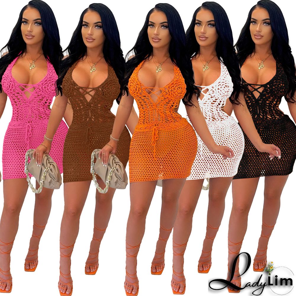 Hand Crochet Knitted Hip Casual Beach Dress