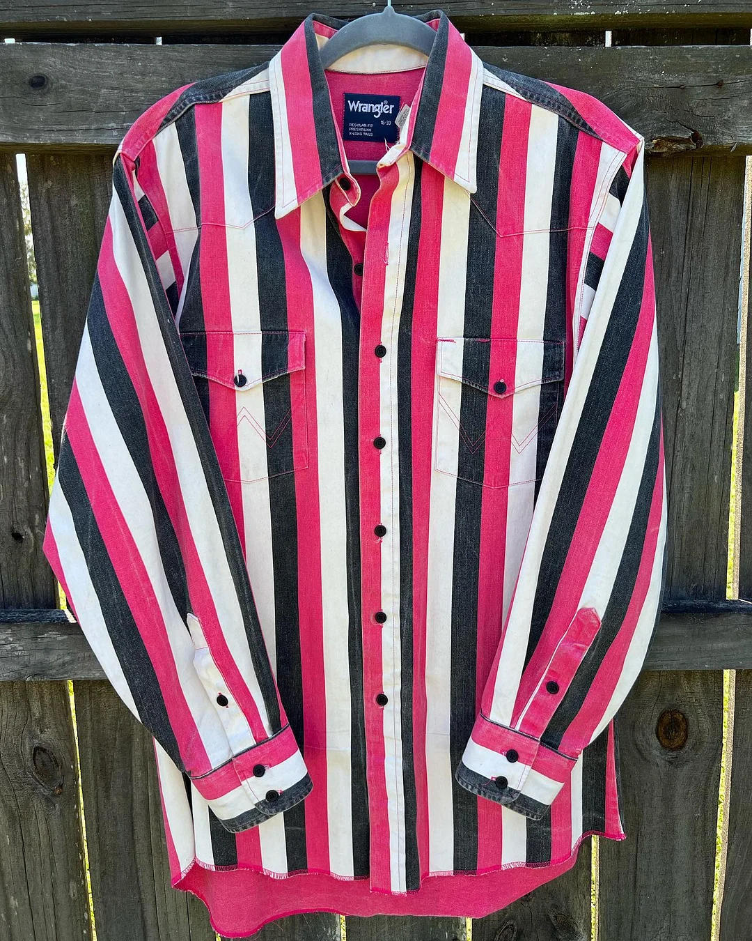 Wrangler Men's Pink Striped Brushpopper Shirt