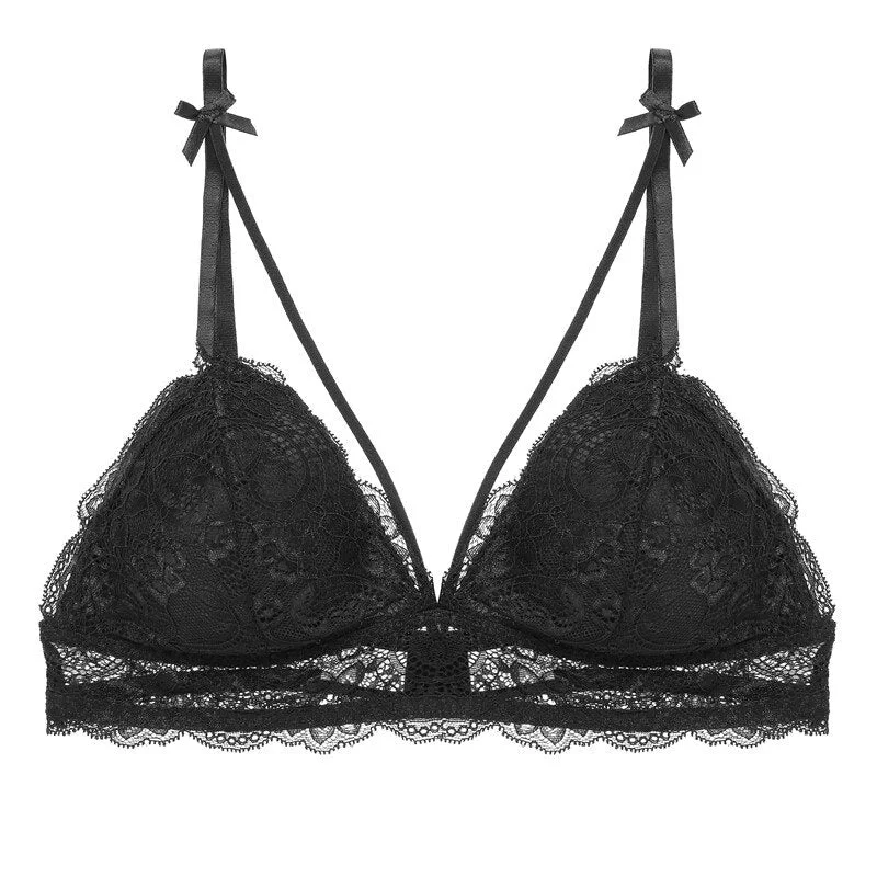 FINETOO Lace Floral Bralette Sexy Wireless Bra For Women Padded Bra Soft Underwear Female Lingerie Push Up Wireless Bralette XL