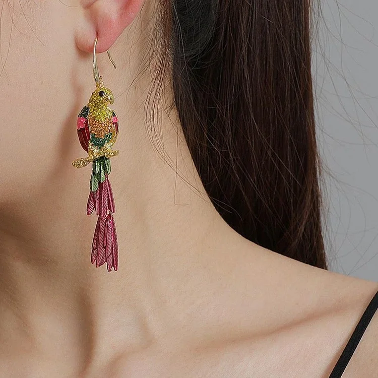 Colorful Crystal Parrot Earrings