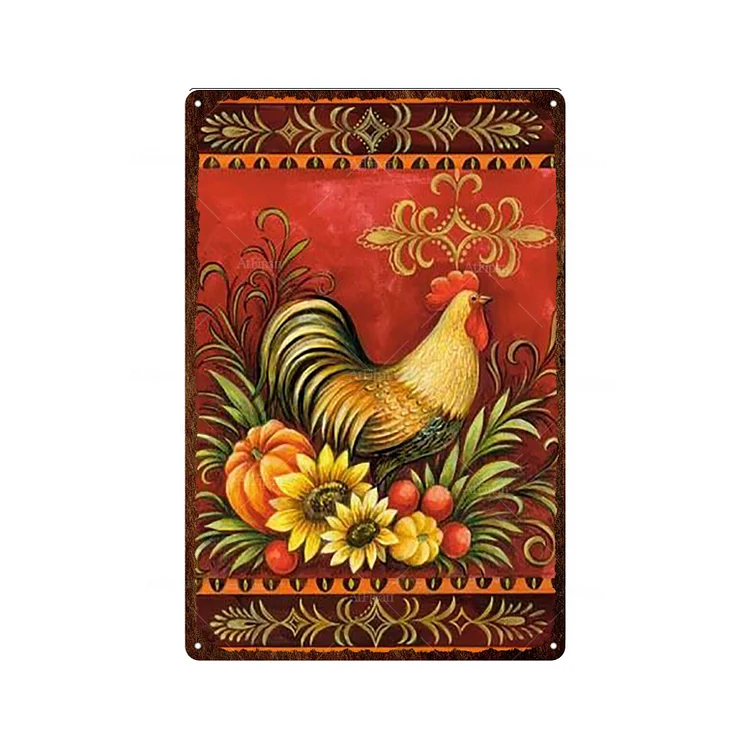 Poulet - enseignes en étain vintage / enseignes en bois - 7.9x11.8in & 11.8x15.7in