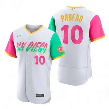 Men's San Diego Padres #10 Jurickson Profar 2022 White City Connect Flex Base Stitched Baseball Jersey ZYKV