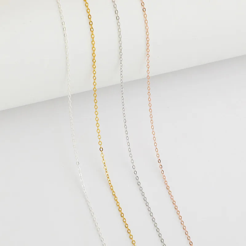 1 Piece 925 Sterling Silver 18K Gold Plated Rose Gold Plated White Gold Plated Cable Chain Thick 1mm 40cm 5.5cm Long