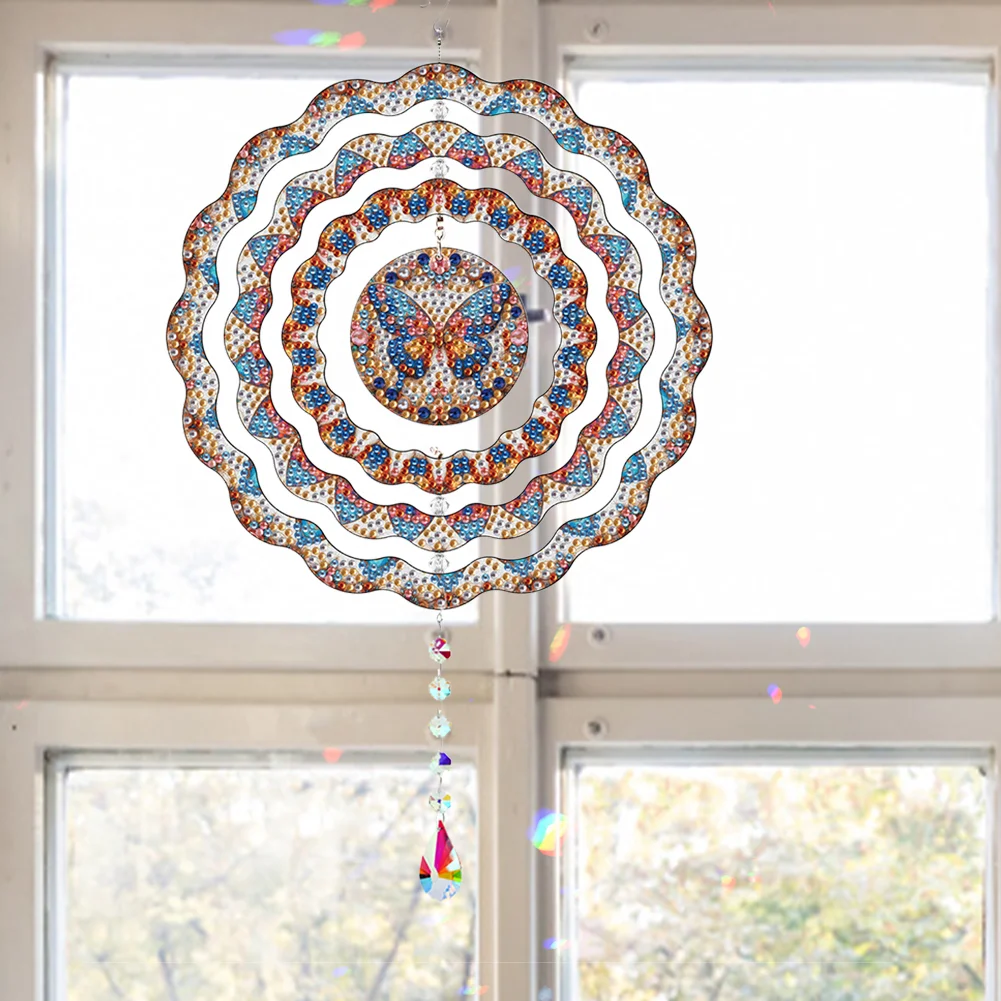Diamond Painting Rotating Wind Chime Diamond Art Hanging Pendant (Butterfly B)
