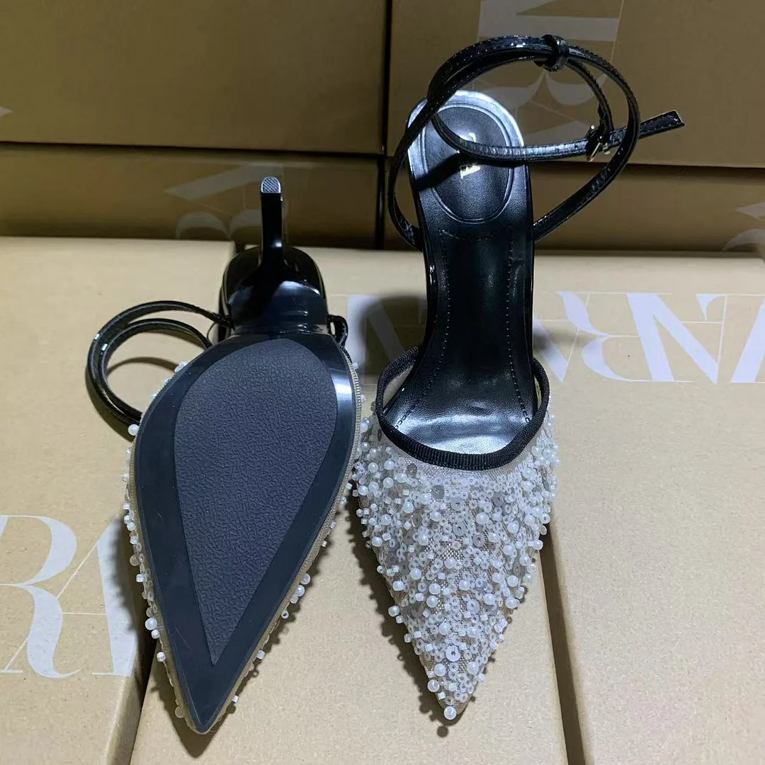 Breakj Breakj Home 2025 New Women's Shoes White Leud Low Heel Temperament High Heels High Heels After The Shallow Mouth Of Studs Single Shoes