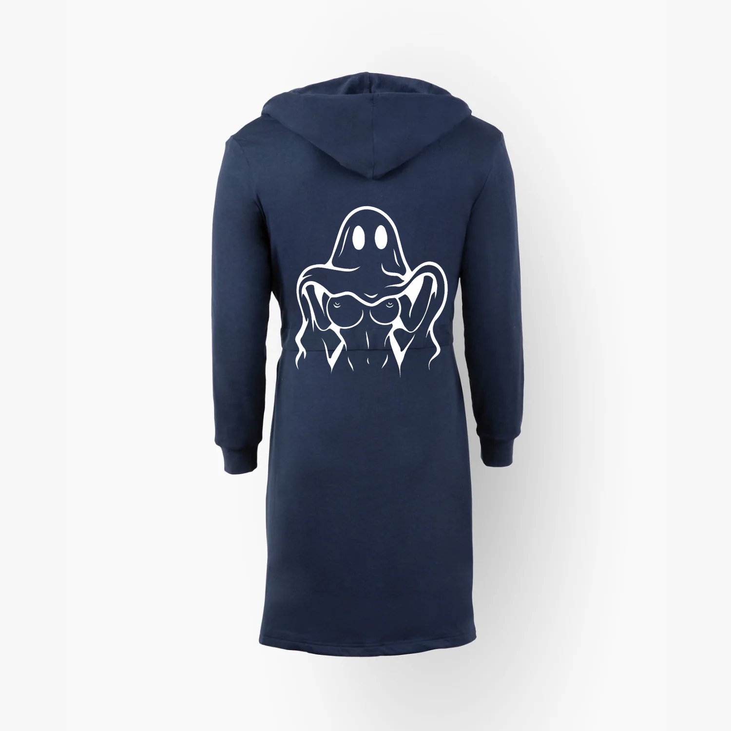 Naughty Ghost Sexy Boobs Graphic Print On Hooded Robe
