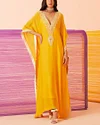 Elegant Embroidered V Neck Kaftan
