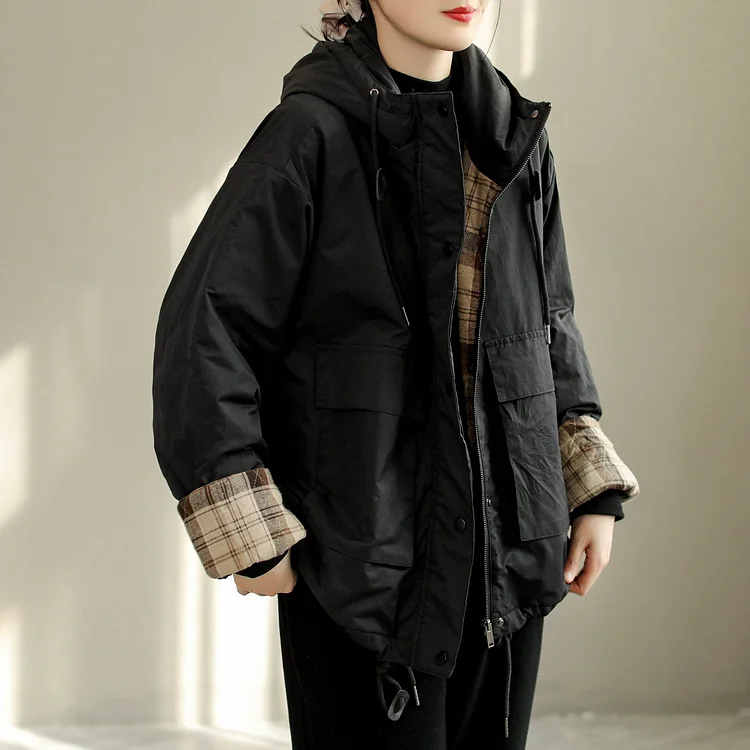 Women Loose Winter Thick Cotton Hooded Coat
