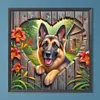 Chien de berger Love - perceuse ronde peinture diamant - 30*30cm