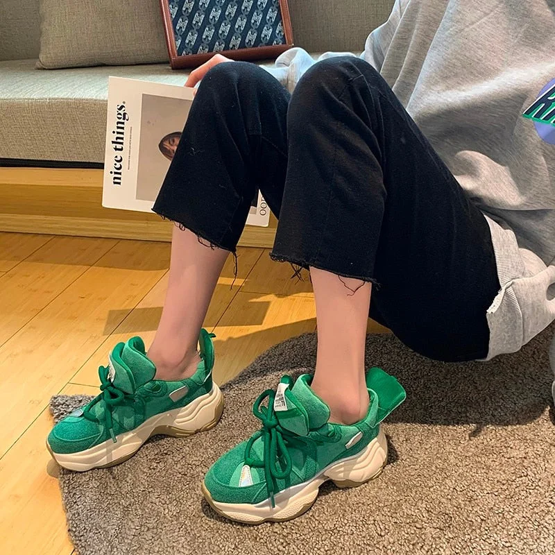 Platform Sneakers For Women 2021 Spring Luxury Designers Ladies Sports Casual Shoes Woman Fashion Old Dad Shoes Platform Sneaker