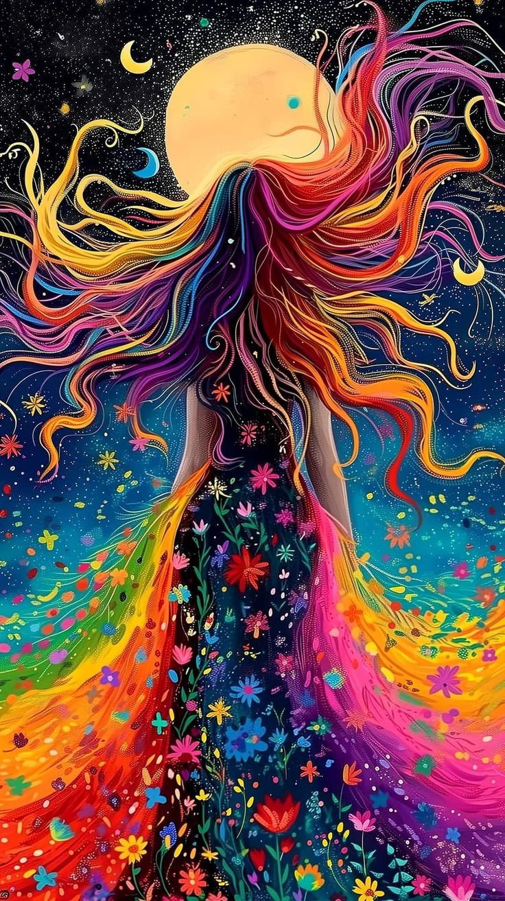 Full Round Diamond Painting-Fantasy Colorful Back View Cat Girl 40*70cm