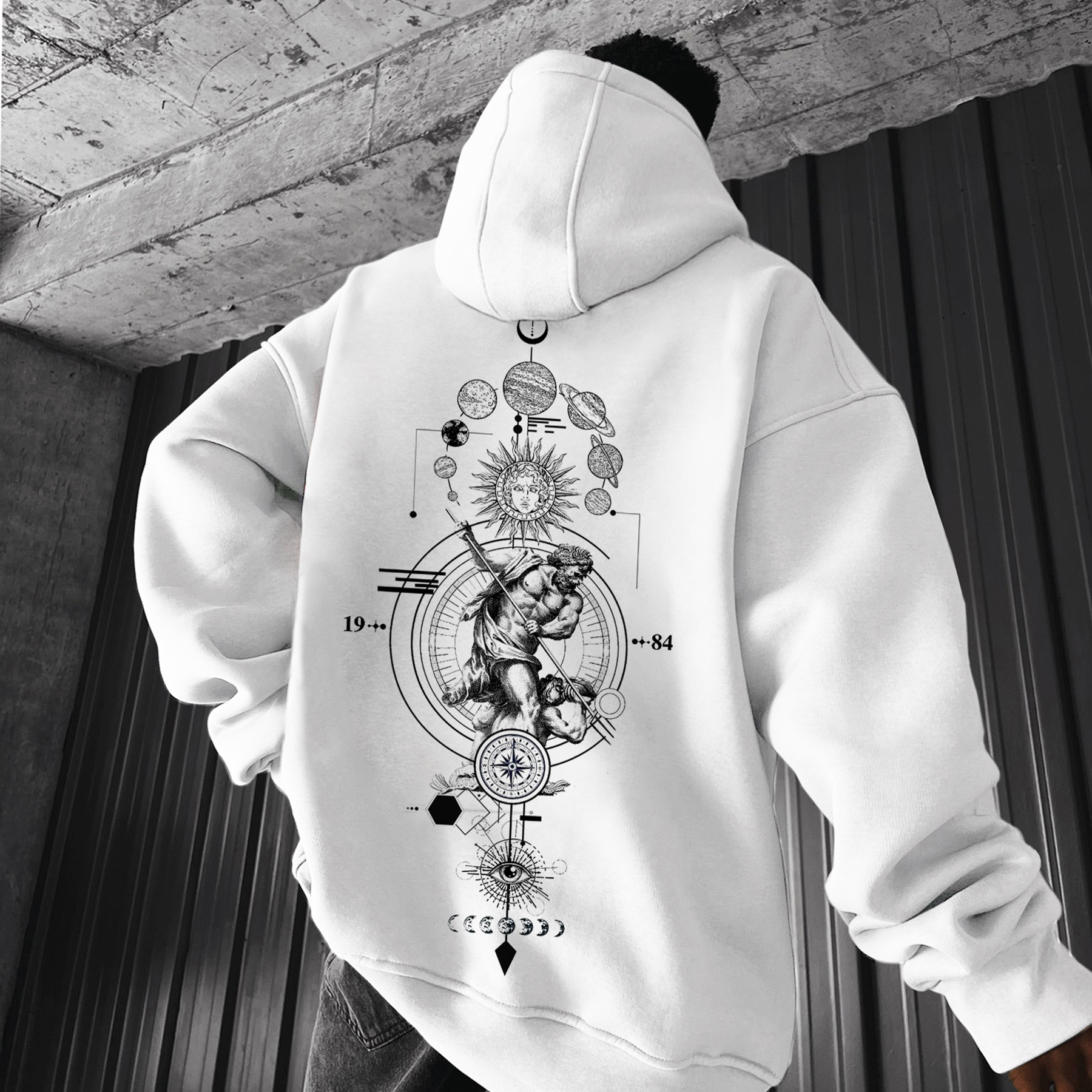 Oversize Sun Moon Stars Hoodie / TECHWEAR CLUB / Techwear