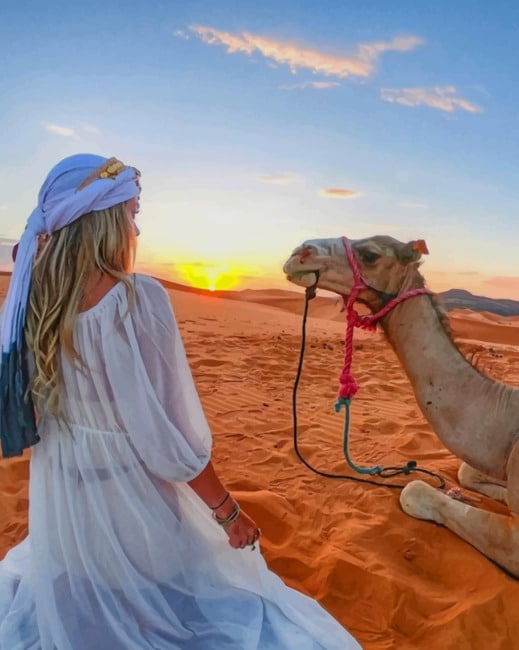 

Girl And Camel In Sahara – Paint By Numbers - 40*50CM, 501 Original