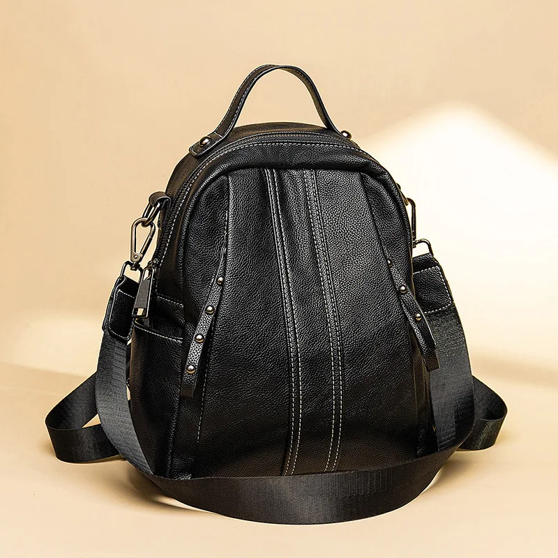 Shockcrush Genuine Leather Women's Backpack New 2025 Korean Trendy Fashionable Versatile Large Capacity Anti-theft Backpack For Women Casual Daypacks & Backpacks