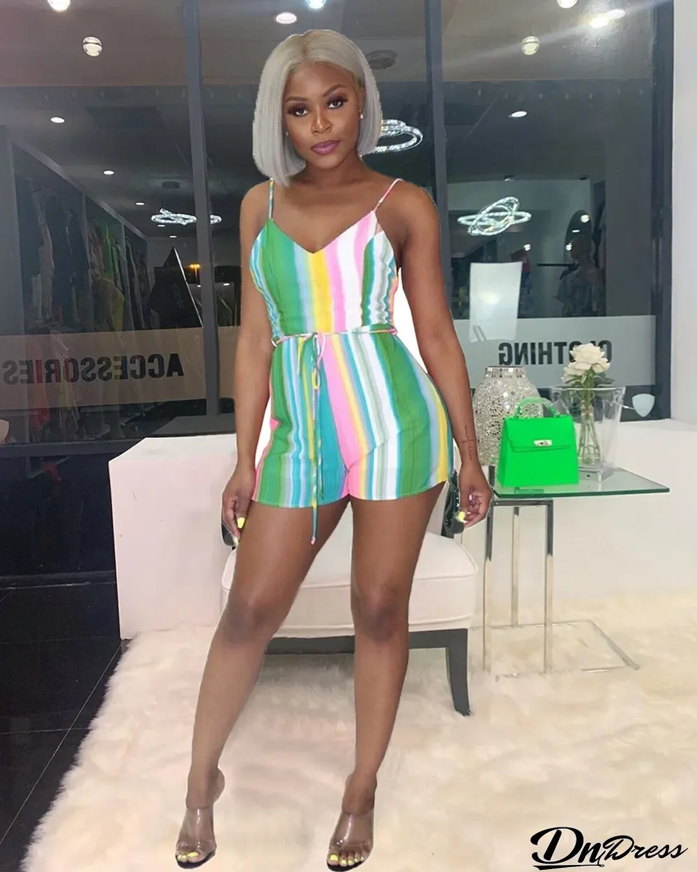 Sexy Stripiped Spaghetti Strap Piece Rompers
