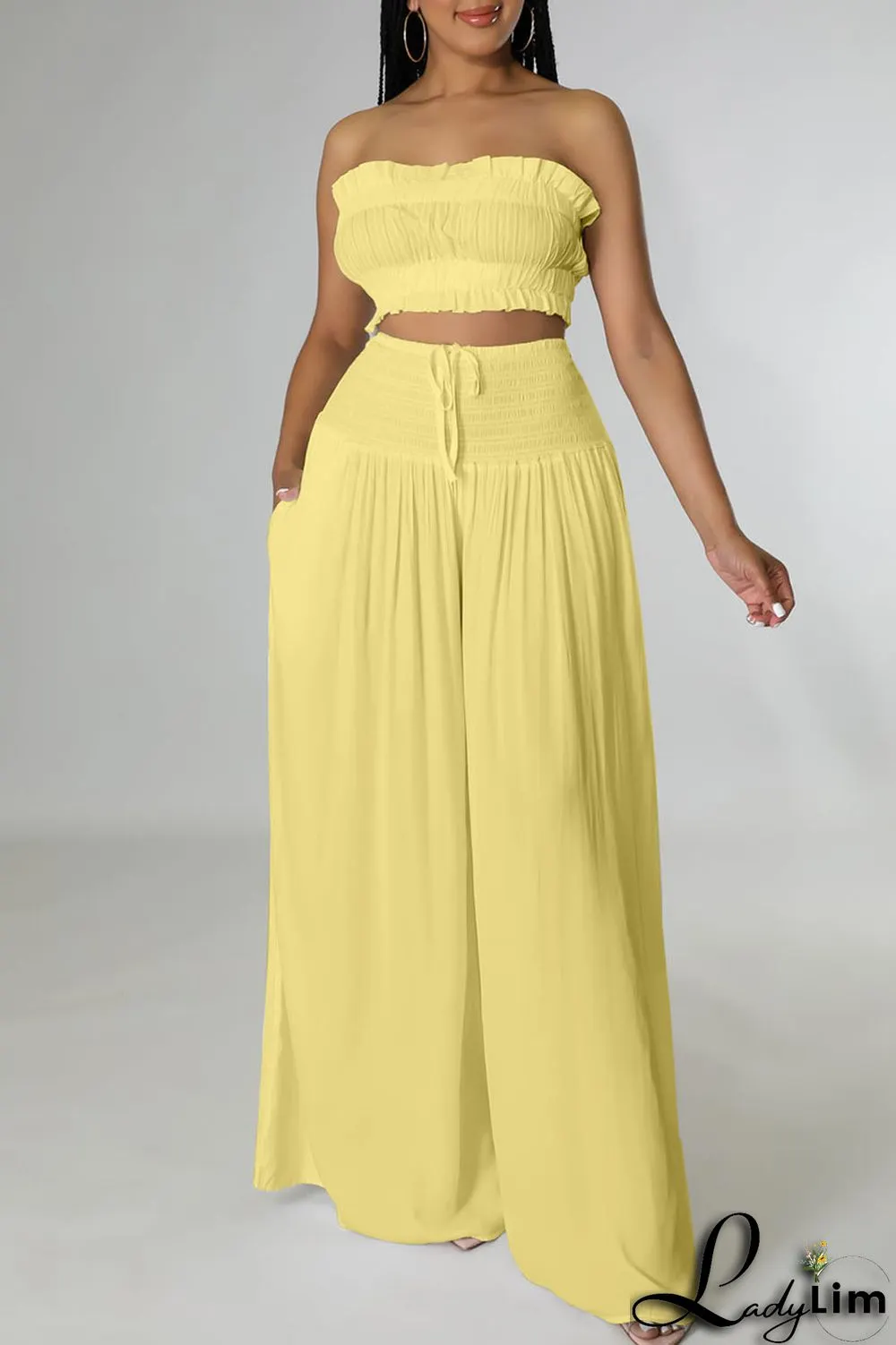 Red Sexy Solid Split Joint Stringy Selvedge Strapless Sleeveless Two Pieces