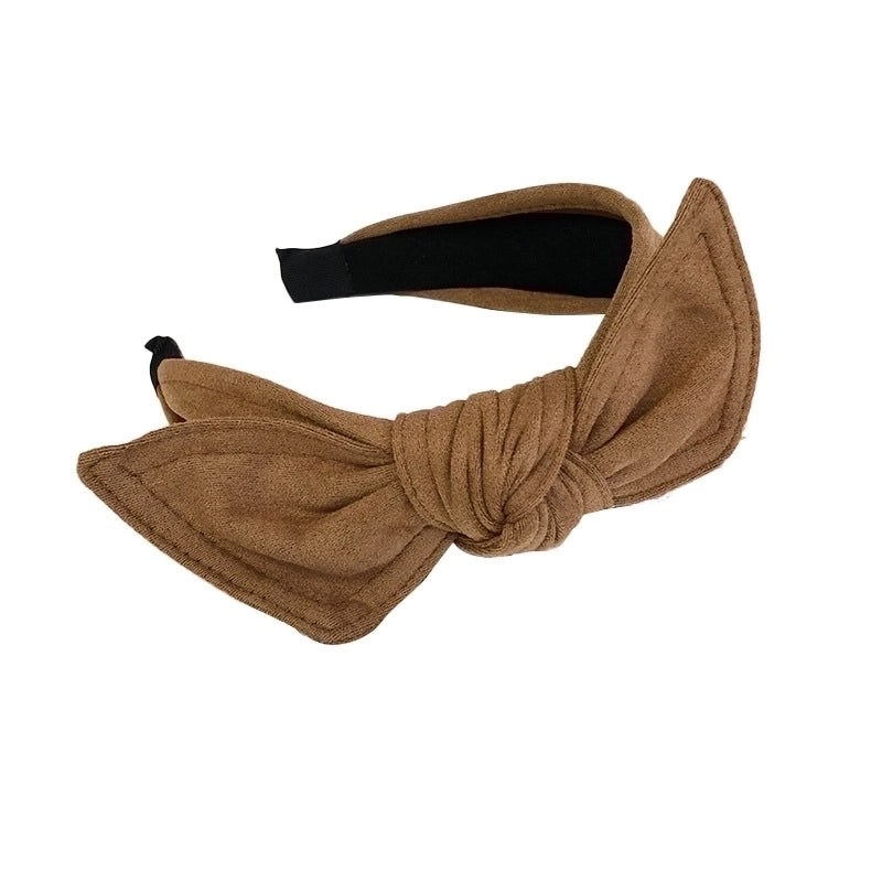 Simple Velvet Bow Headband Rabbit Ears Wide-brimmed Suede Headband