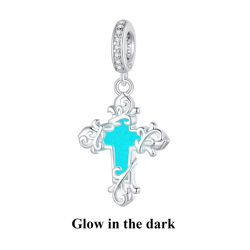 1 Piece 28*15mm 925 Sterling Silver Zircon Cross Pendant Beads Jewelry Accessories