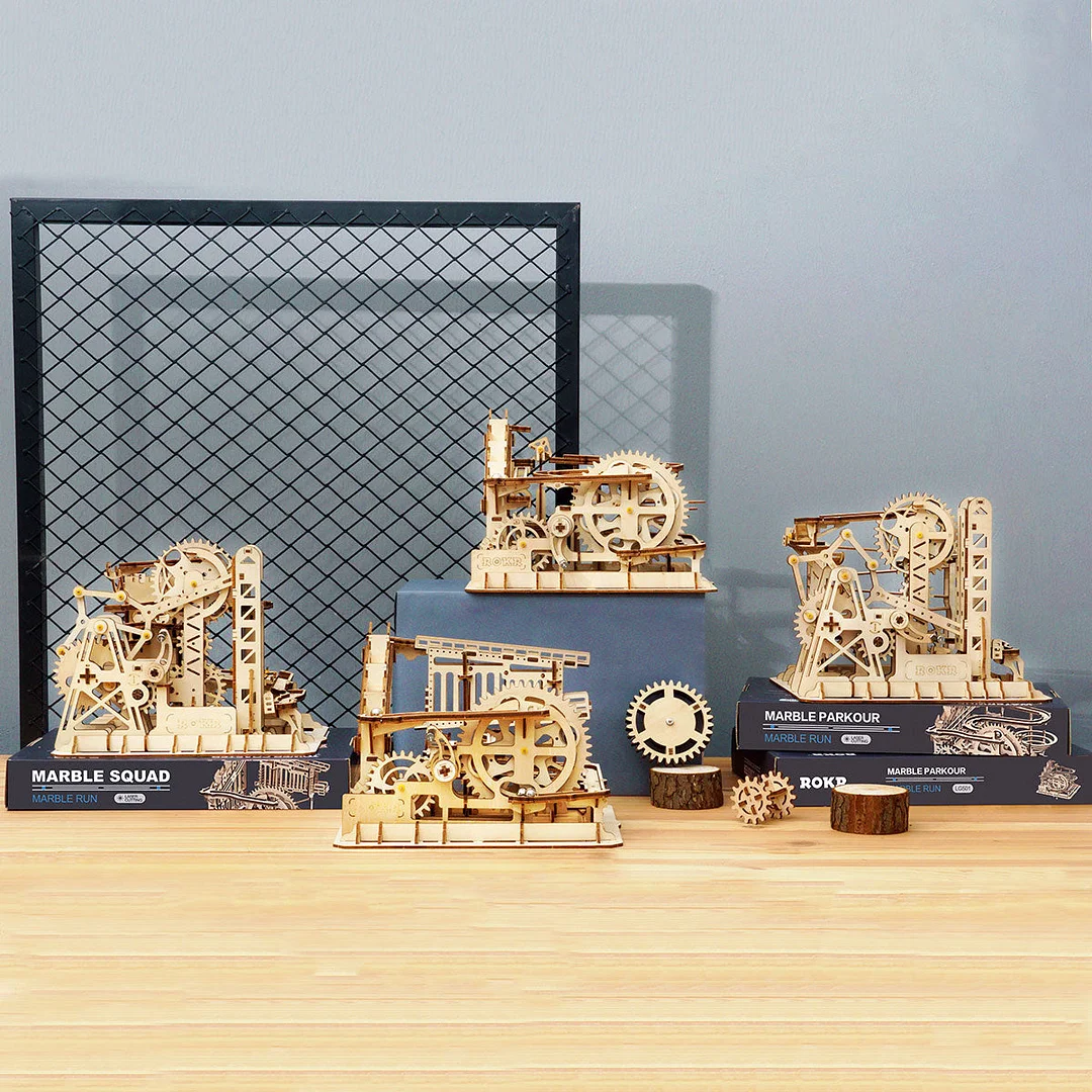 Robotime Nederland ROKR Marble Run 3D houten puzzel (4 sets)