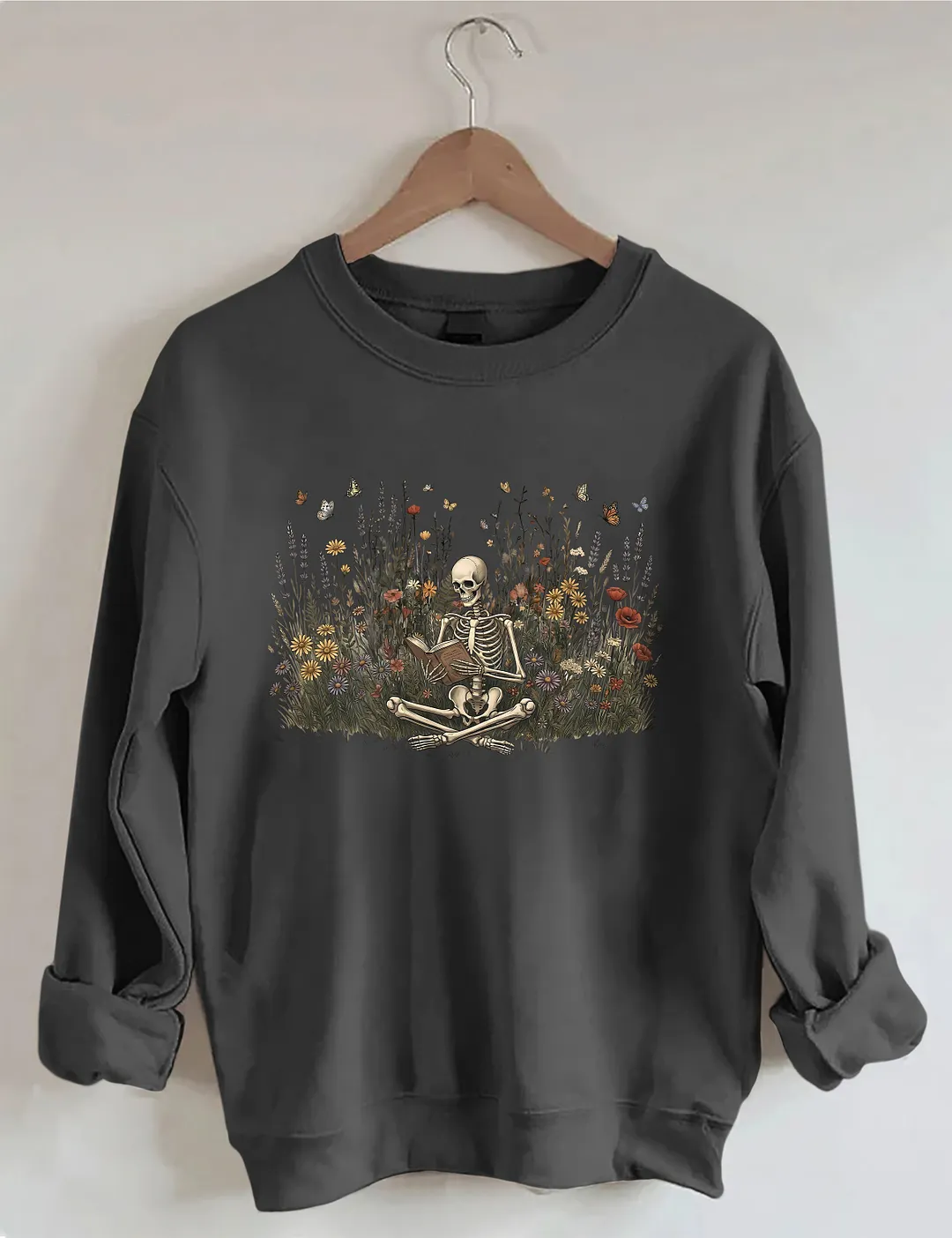 Skeleton Reading Book Sweatshirt