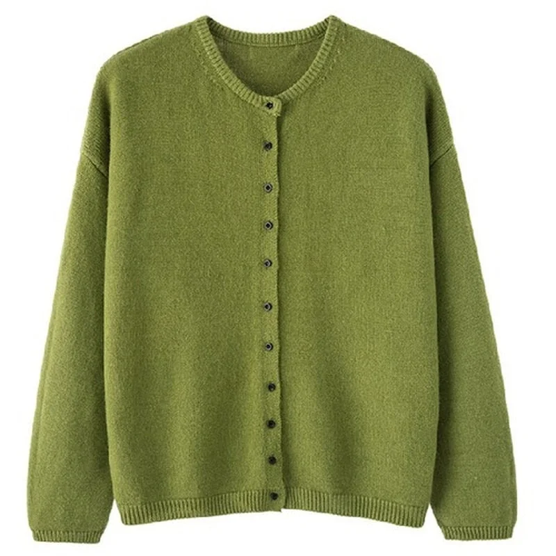 Autumn Winter New Long Sleeve Cardigan Sweater For Women O-neck Knitted Cardigan Sweater Loose Casual Woman Sweaters Vests 10325