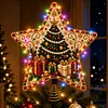DIY Diamond Painting Wooden Christmas Tree Topper Star With Light, Double Side Drills,Holiday Tree Top Decoration with Spring Base, Removable Tabletop Christmas Decor