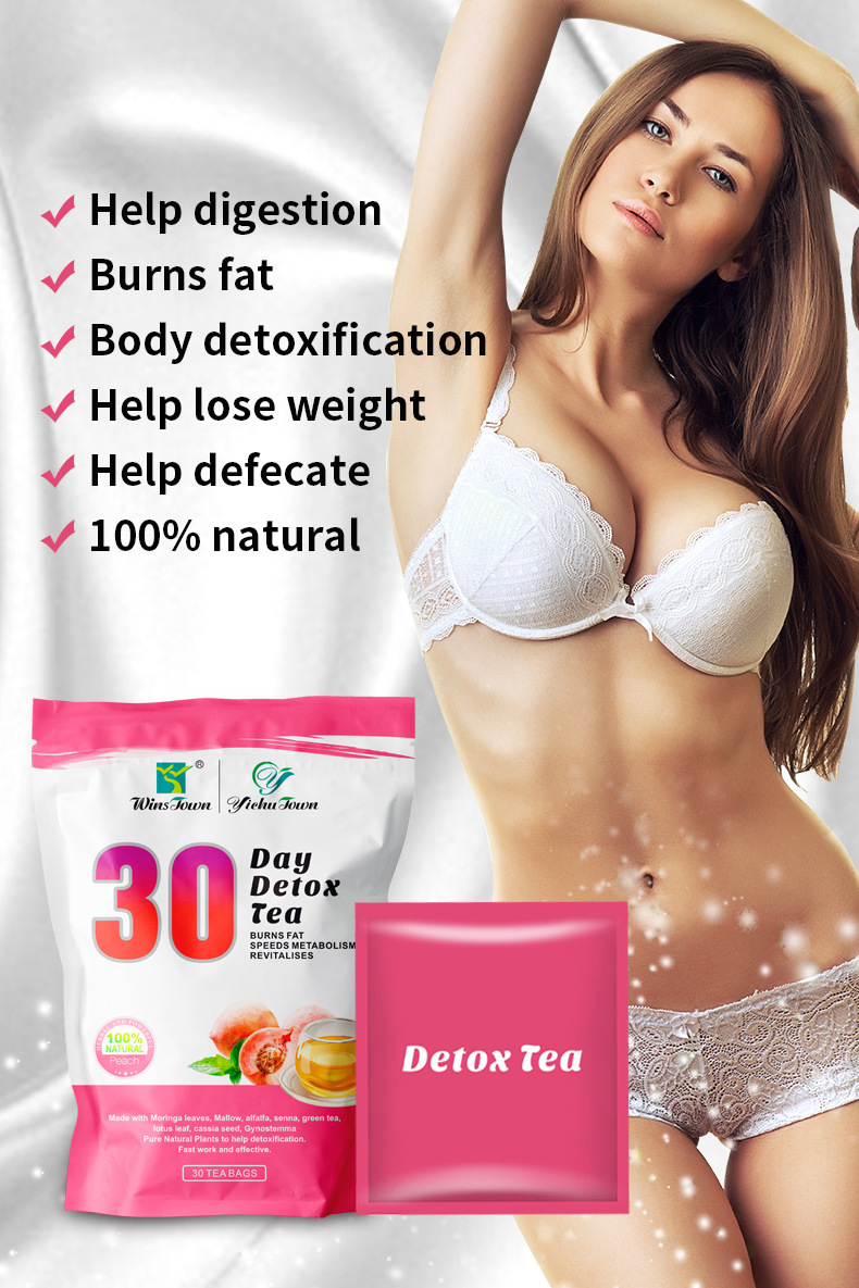 🎁[Free Shipping]30day detox tea Peach flavor burn fat fit slim tea