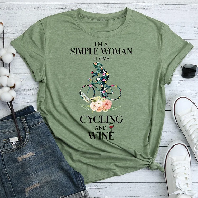 CYCLING AND WINE - I'M A SIMPLE WOMAN T-Shirt Tee-05711-Annaletters