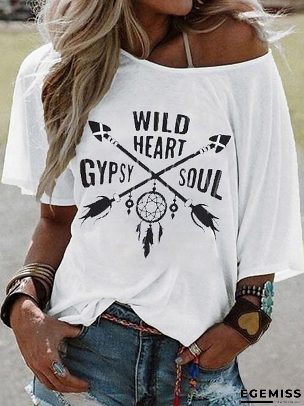 Women's T-shirt Geometric Print Round Neck Tops Basic Top White Yellow Blushing Pink | EGEMISS