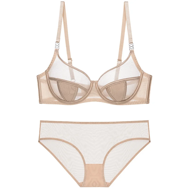 Churchf Ultra-Thin Sexy Lingerie Suit Young Women On The Rabbit Ear Jelly Thin Cup Big Chest Small Soft Steel Ring Bra