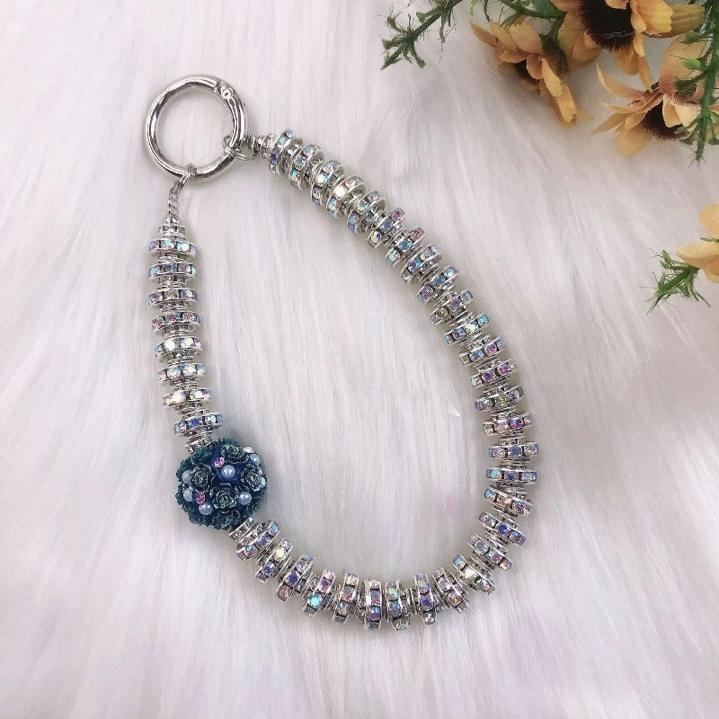IG Style Shiny Ball Beaded Beaded Inlay Rhinestones Bag Pendant Keychain