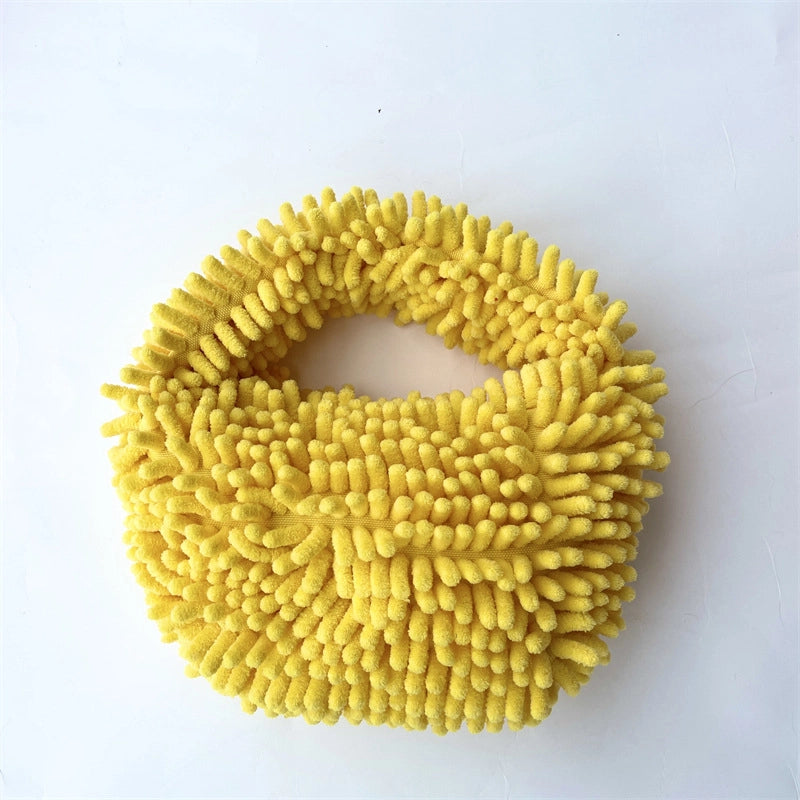 Women’s Plush Solid Color Basic Classic Style Square Zipper Handbag