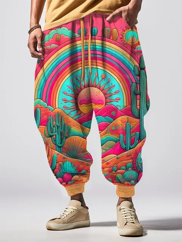 Men's Fantasy Desert Landscape Print Drawstring Sweatpants